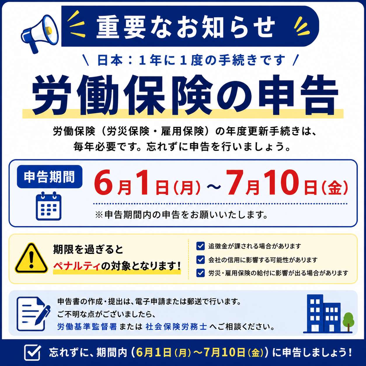 労働保険の年度更新2026｜申告期間・申告内容・注意点まとめ